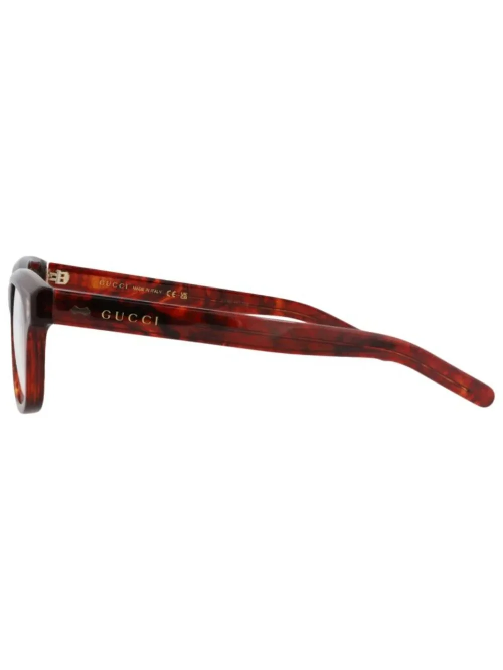 New Gucci Women's Eyeglasses Square Rectangle Recycled Acetate Frame Mens Havana